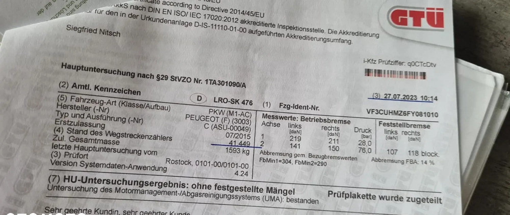 Peugeot 2008 cena 38700 przebieg: 42000, rok produkcji 2015 z Złocieniec małe 326
